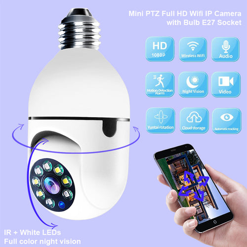 WiFi Camera 1080P Bulb 4X Zoom Camera E27 Home 5GWiFi Alarm Monitor