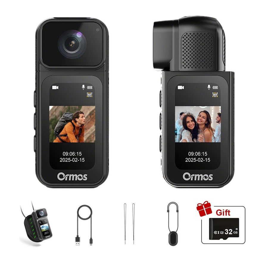 Ormos Mini Action Camera with 180 Degree Rotating Lens - 2.7K Ultra HD Thumb - Sized Camera