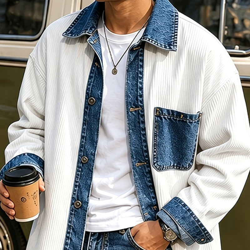 Denim Patch Lapel Coat