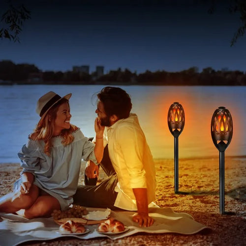 LED Flame Speakers Torch Wireless Speaker Waterproof Stereo Bass Speaker Outdoor Light - Up Speaker Atmosphere LED Flickers Night Light Patio Stake Lights Lantern